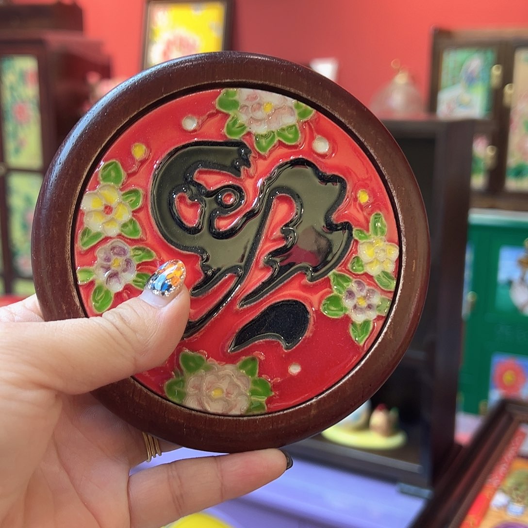 ****琉璃手工艺品杯垫蝴蝶蓝色