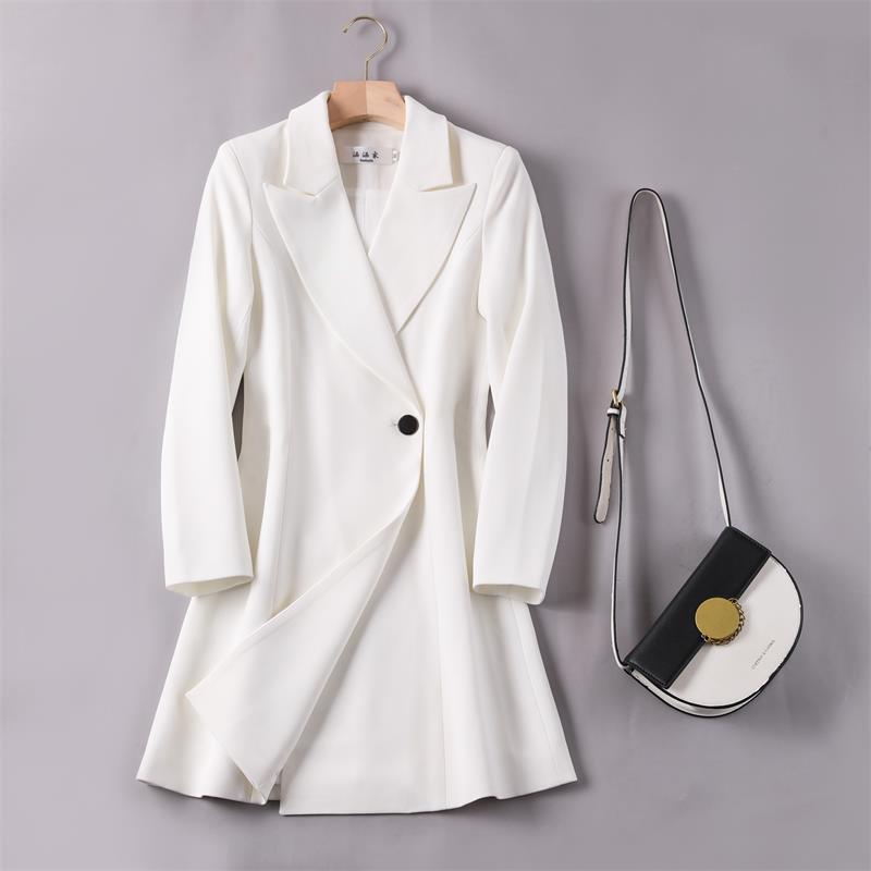 K&F 明星同款chic白色西服气质收腰韩版修身显瘦西装连衣裙