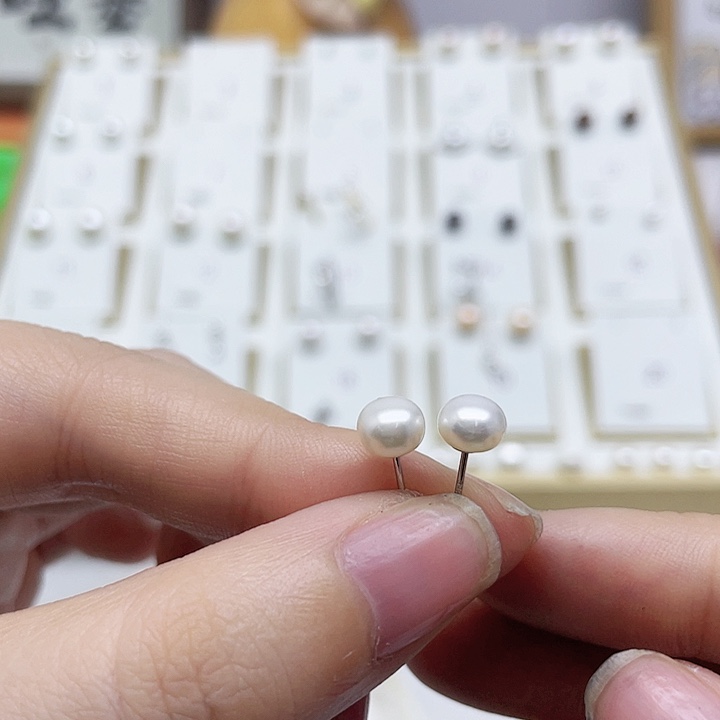 淡水珍珠耳饰银S925镶嵌娜****1