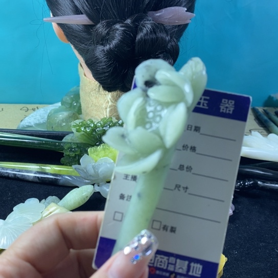 蛇纹石玉岫玉发簪未镶嵌