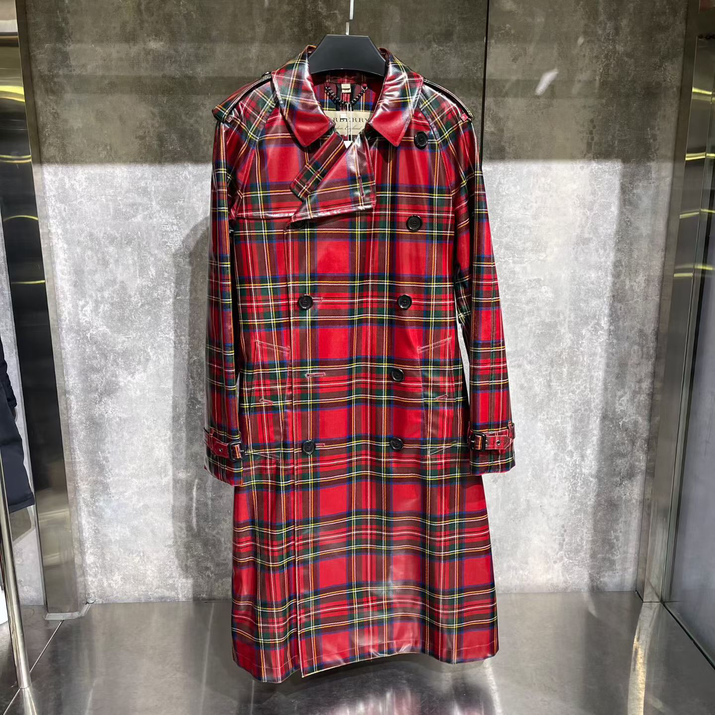 99新 BURBERRY/博柏利 50码/潮流/百搭/红绿格纹大衣