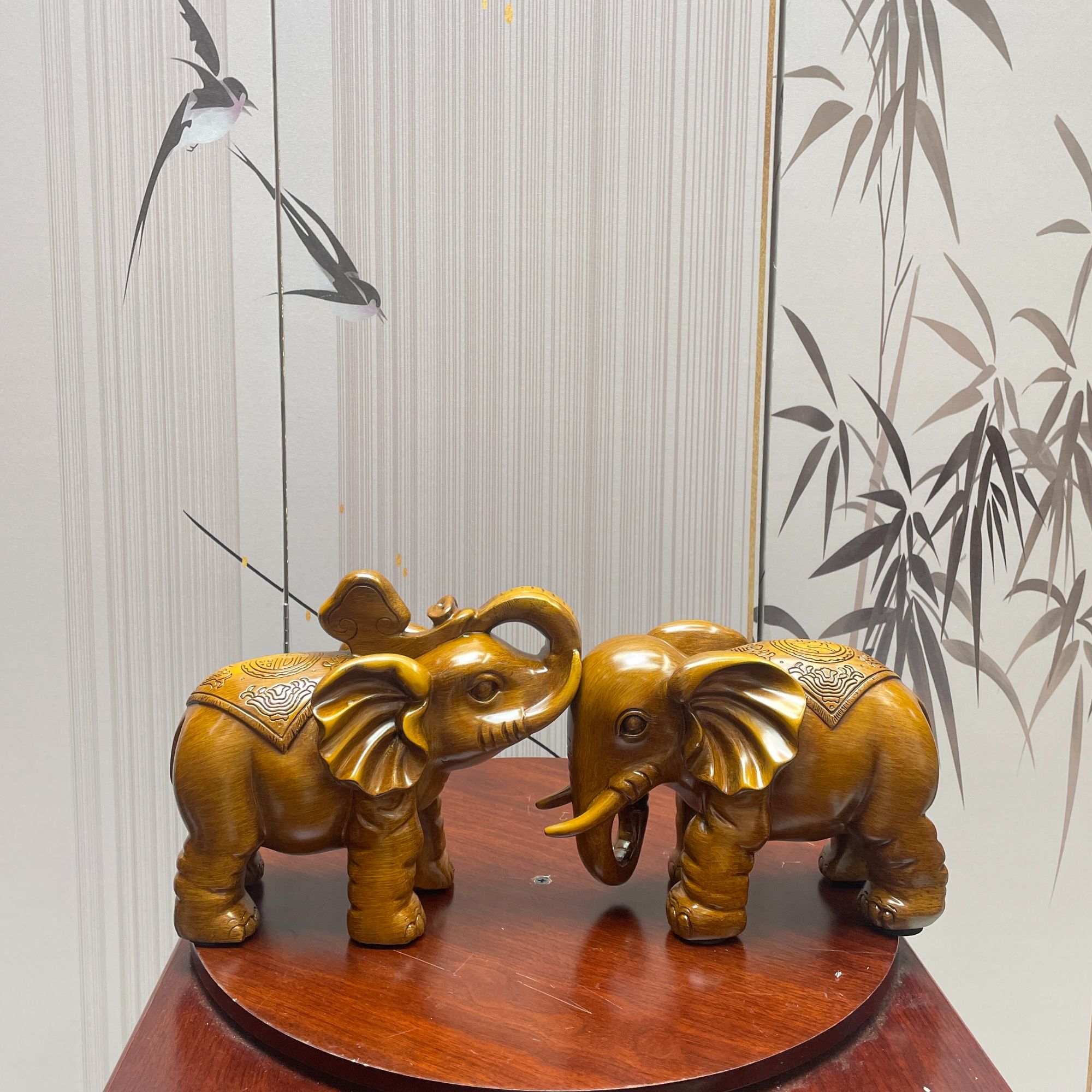 招财纳福一对大象摆件客厅玄关酒柜家居开业礼品