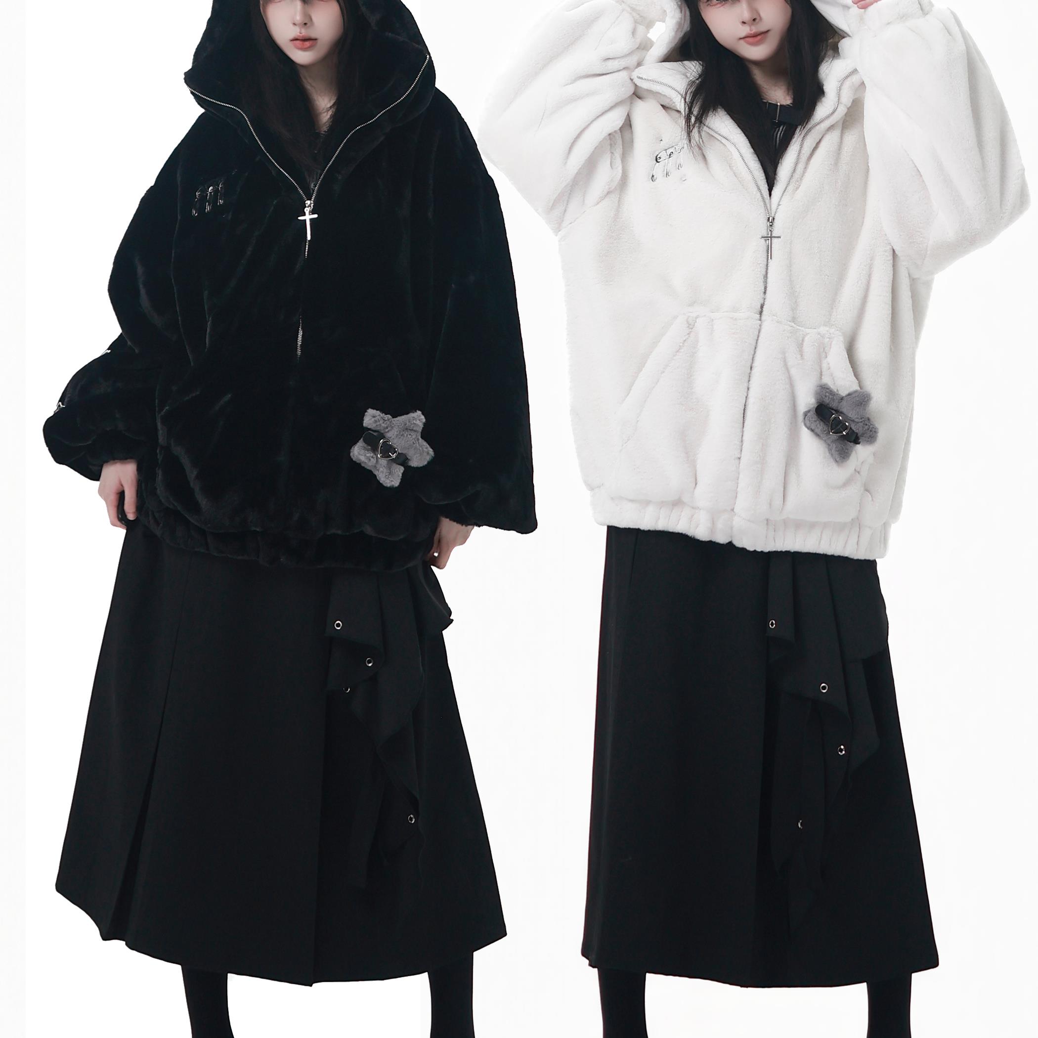 PINKSAVIOR【银河星】加厚环保里绒加厚冬季保暖连帽熊耳星星外套