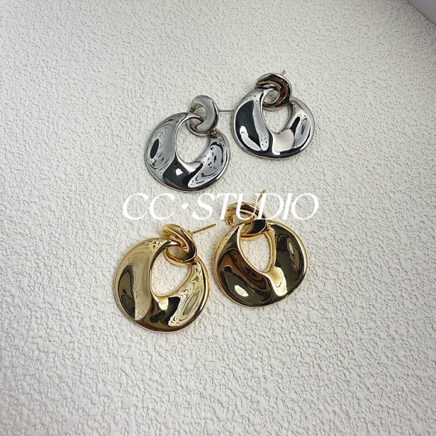 铜合金耳饰 欧美时尚百搭环扣款耳钉