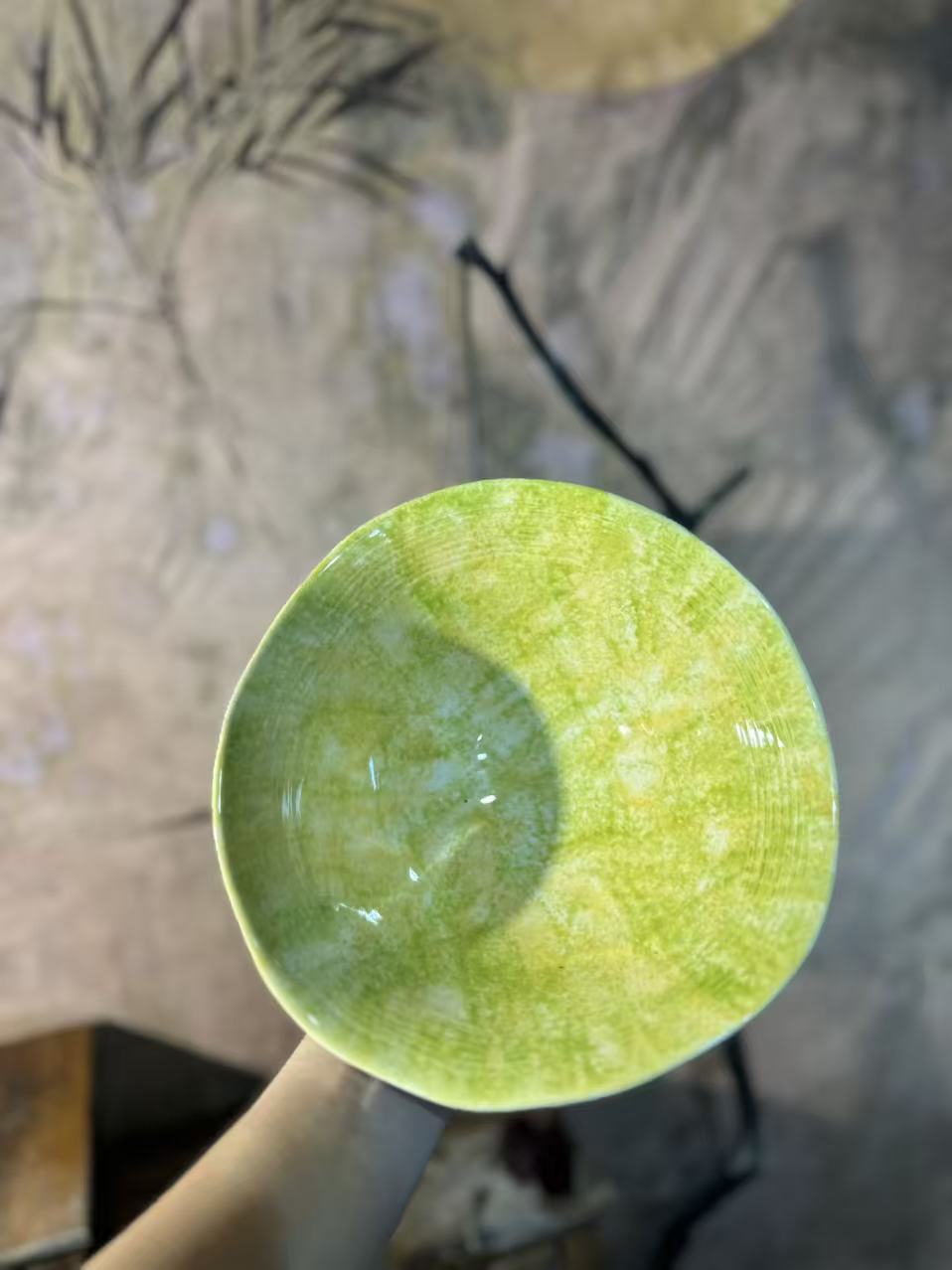 【水苔虹鳞蕨专用】25cm大号手工陶瓷手绘油画禅意家居花瓶托盘器皿