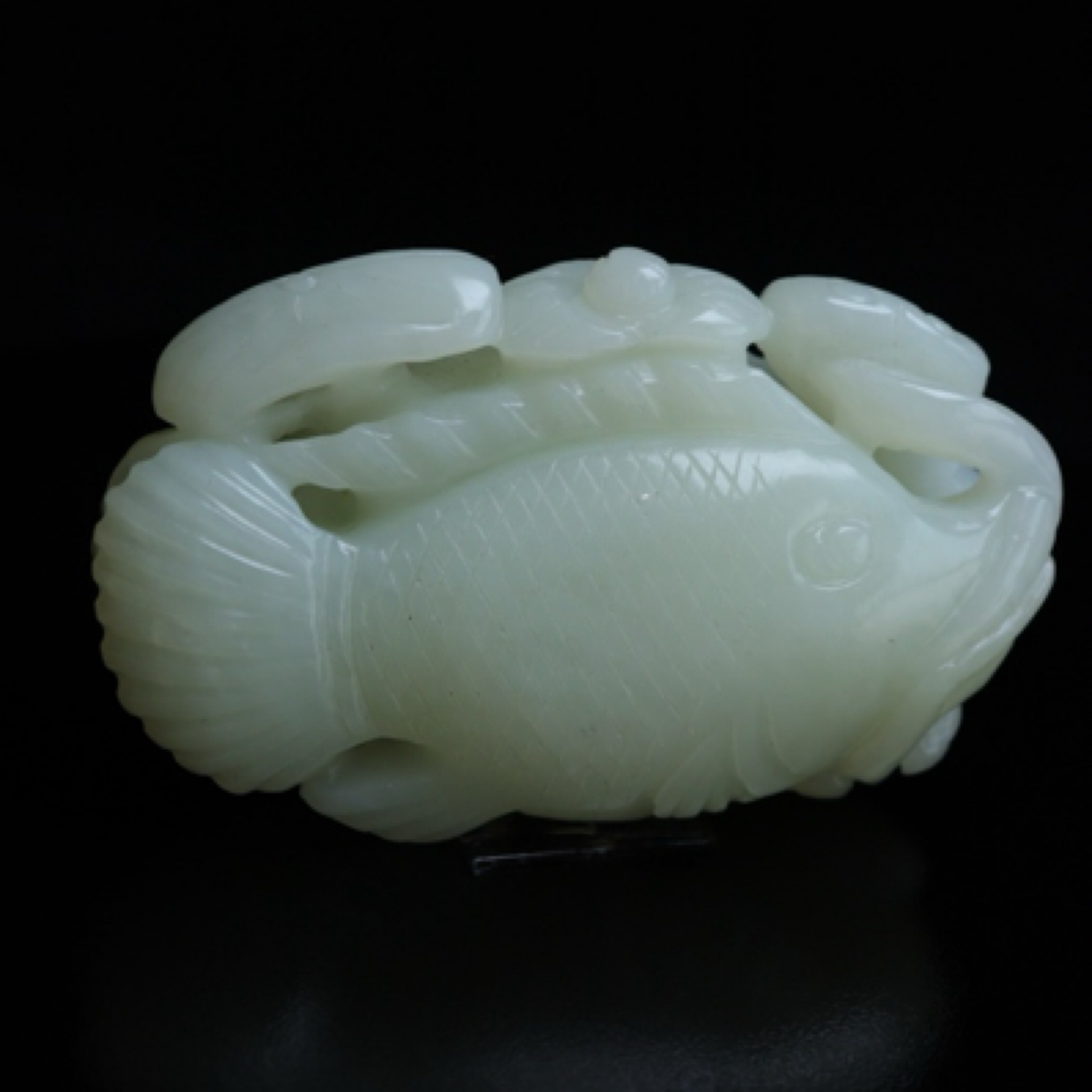 和田玉精品双鱼手把件