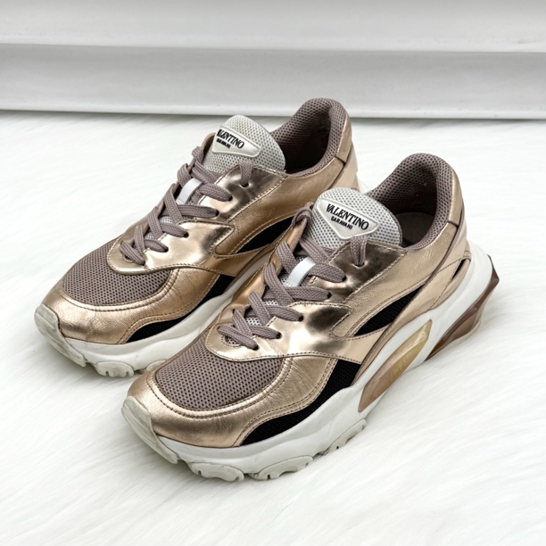 95新 Valentino/华伦天奴 玫瑰金色运动鞋 38码 公价6k js027 