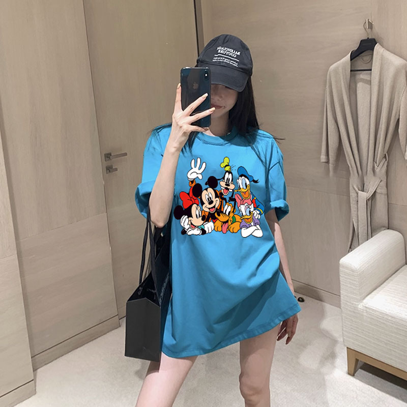 ins唐老鸭潮牌百搭t恤上衣洋气女装纯棉长袖打底衫港风出游服装女