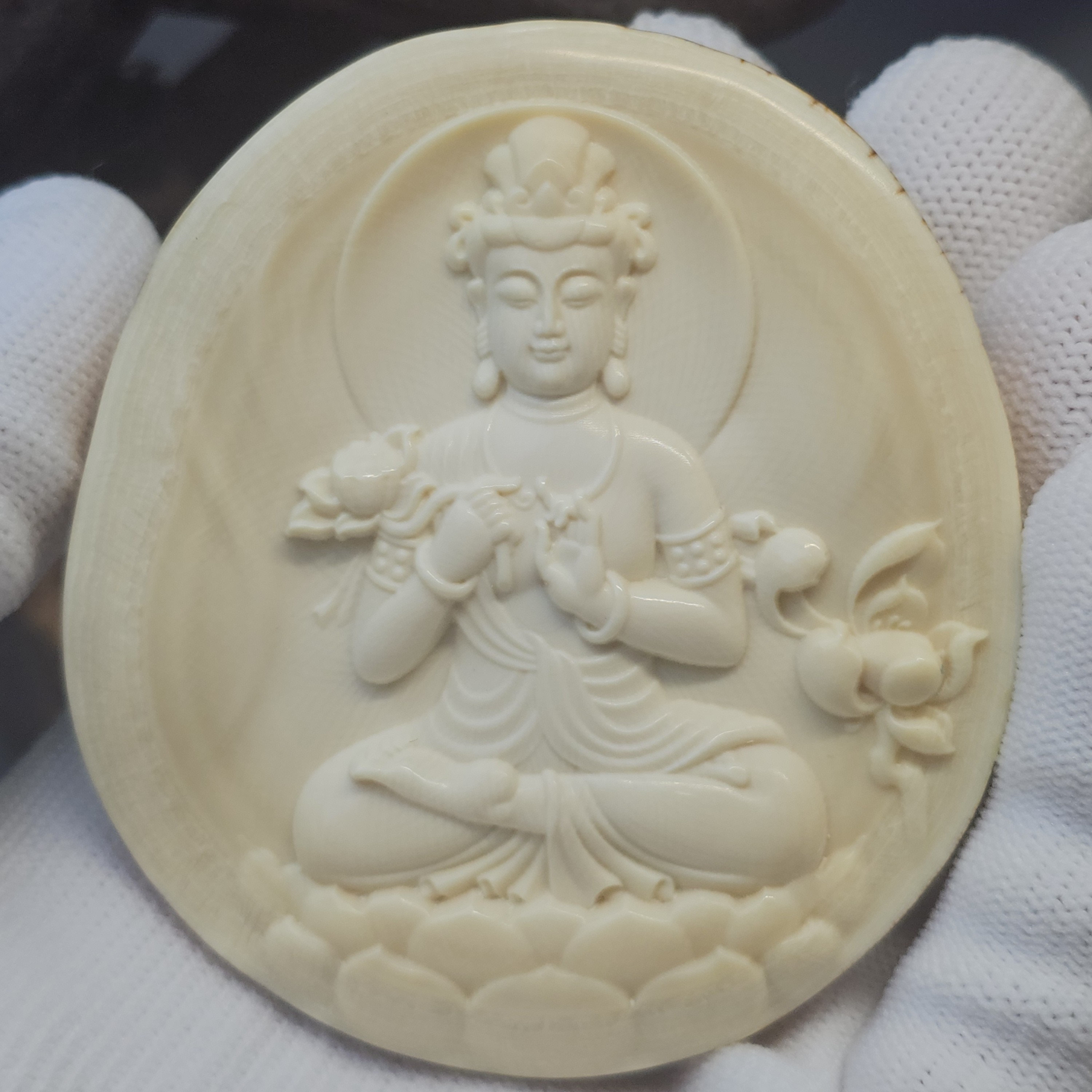 天然猛犸牙乳牙饼大势至吊坠