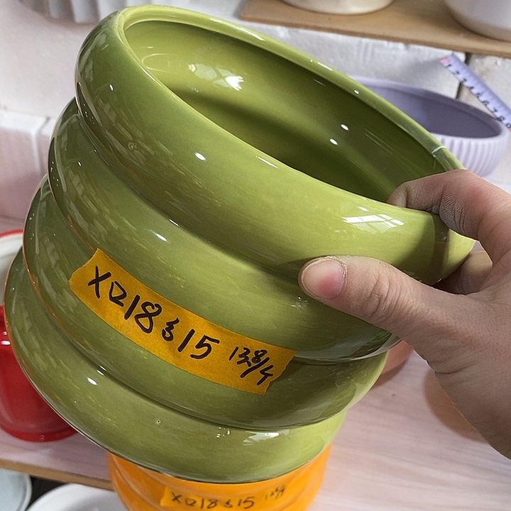 陶盆有孔 瑕疵针孔漏釉介意勿拍 口高