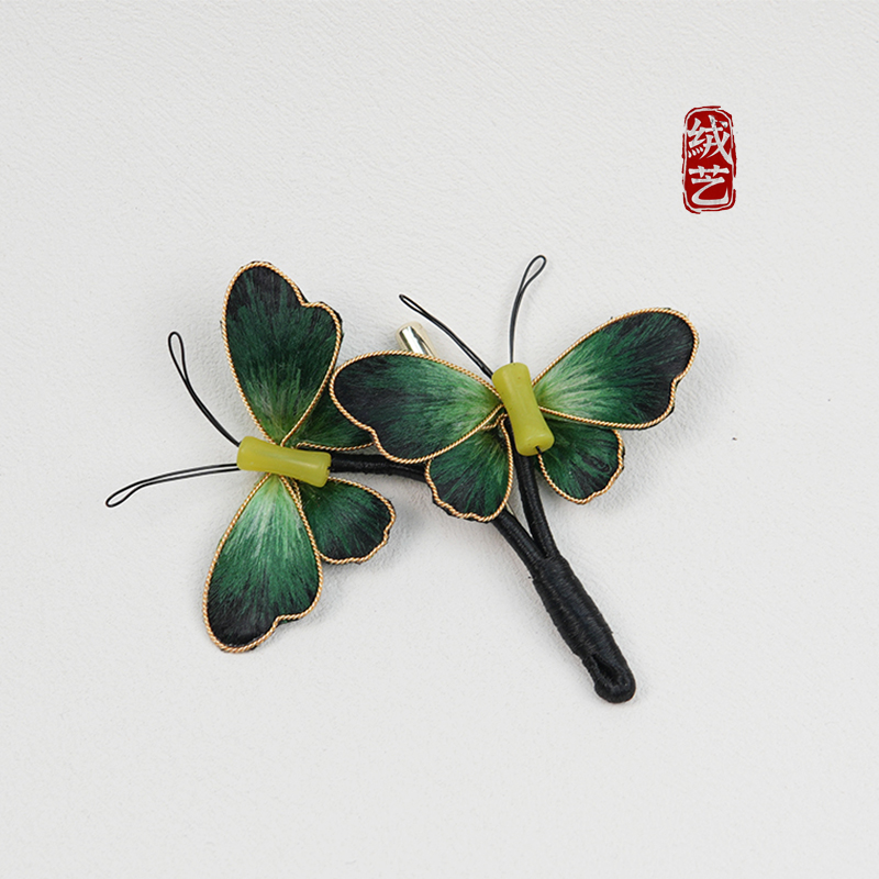 合金胸针 『慕染』新中式非遗绒花蝴蝶胸针高端精致时尚高级感胸花