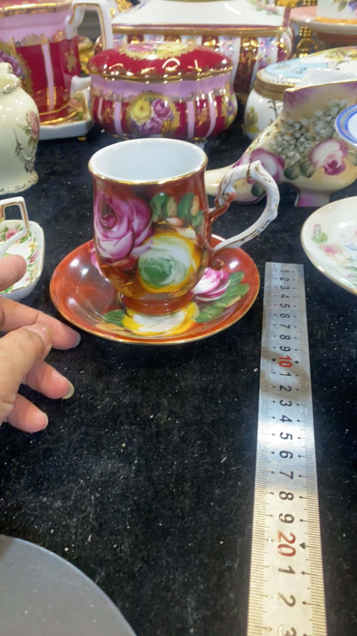 老货手绘咖啡杯碟有黑点不退换