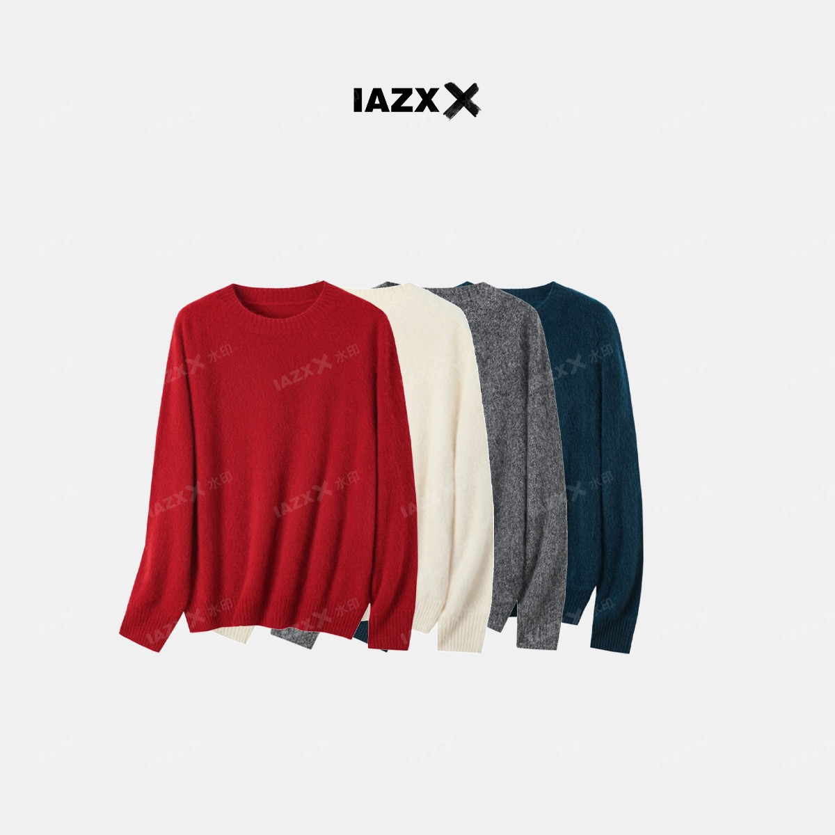 IAZXX「 暖雾织光 」100%山羊绒拉绒圆领长袖套衫