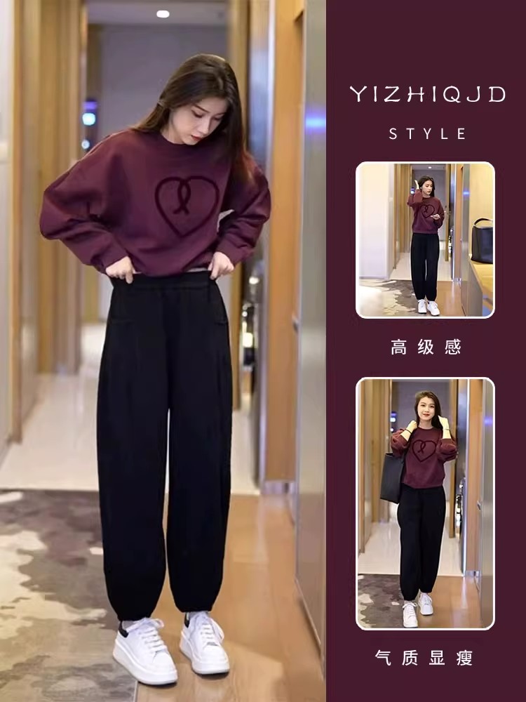 2025新款休闲风时尚套装套装洋气百搭上衣秋季休闲裤宽松套装显瘦