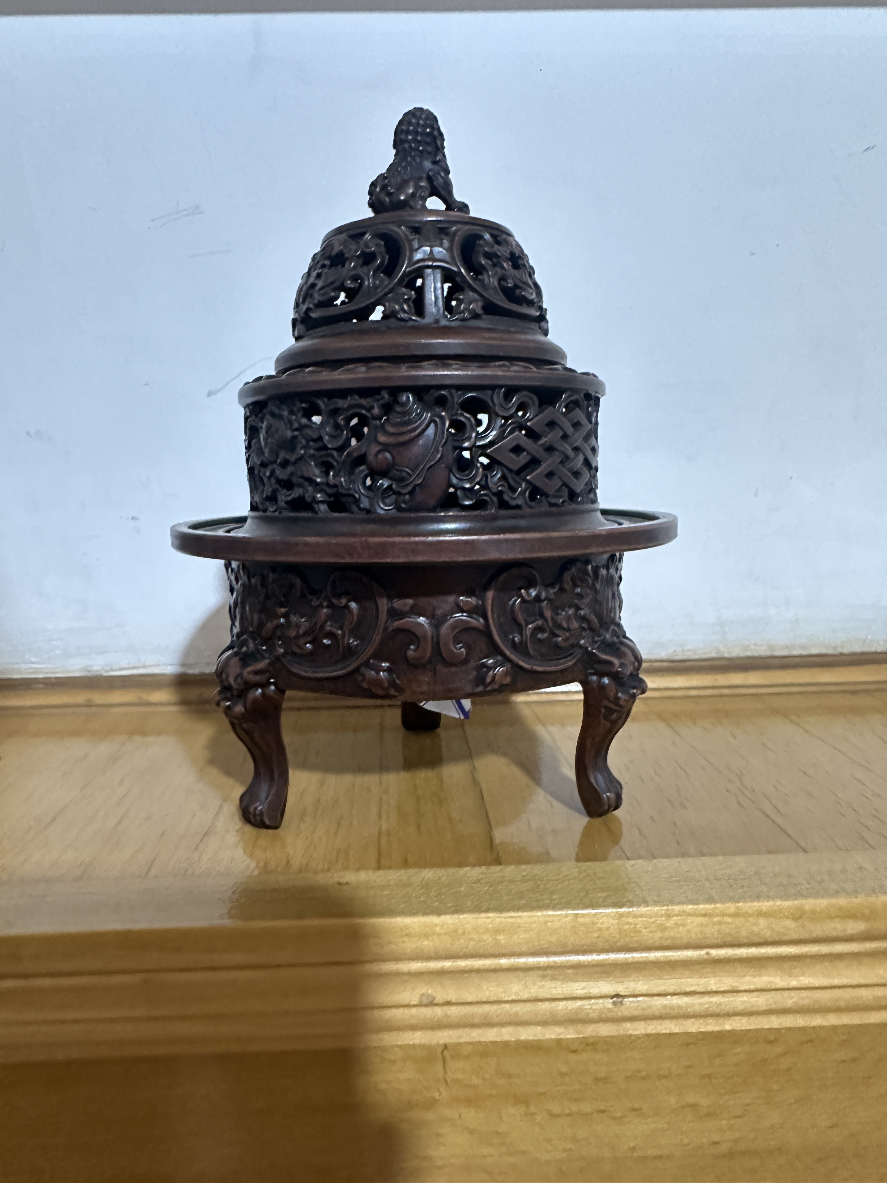仿古黄铜帝王镂空四方兽熏香炉茶室家用铜器摆件