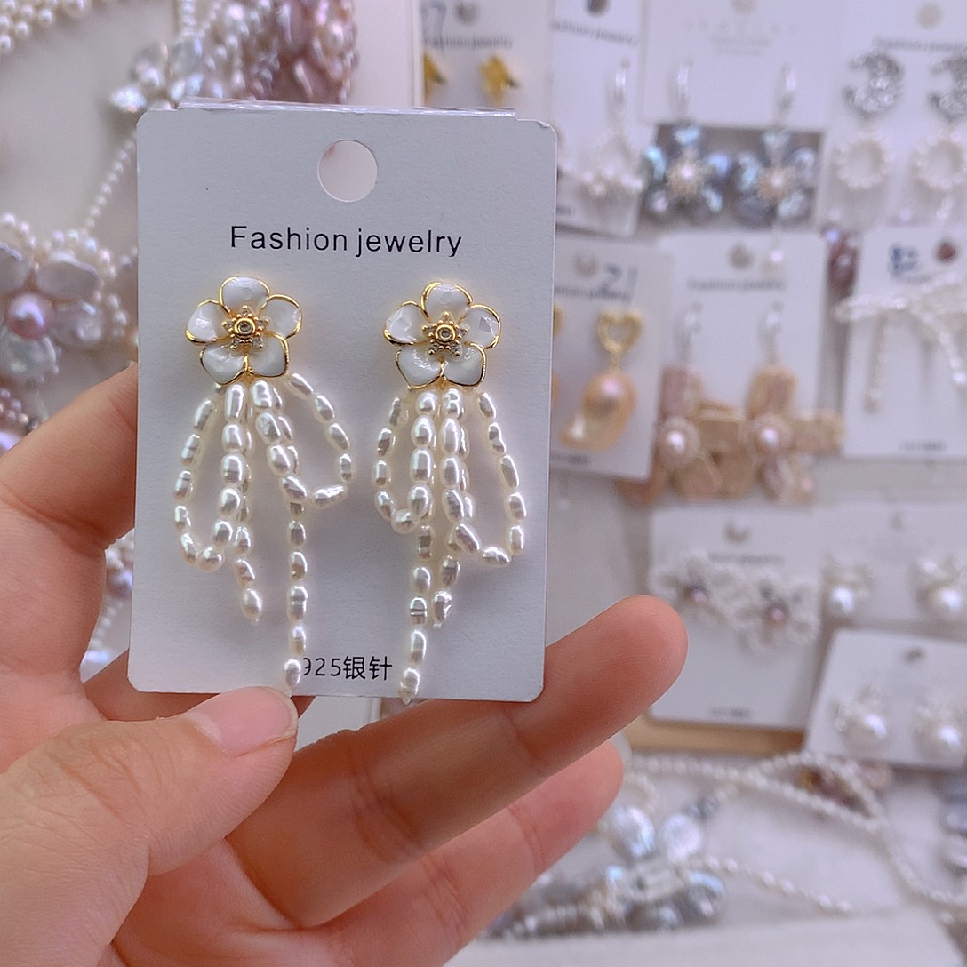 得***减耳环淡水珍珠未镶嵌