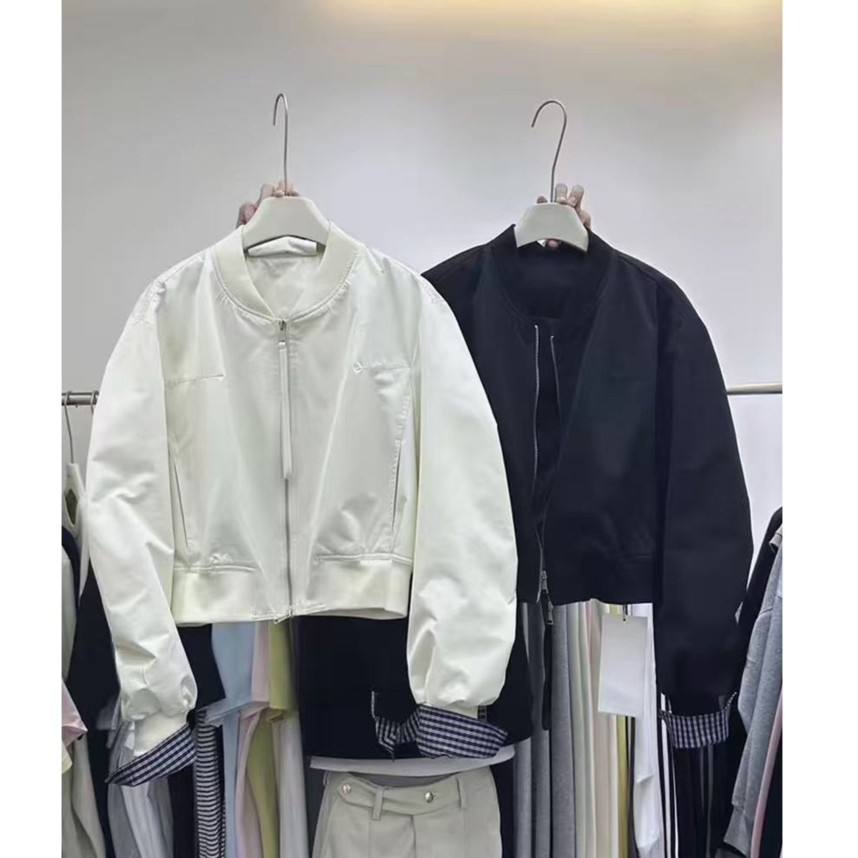 拼接袖口棒球服外套女2025秋季新款设计感宽松小个子立领百搭上衣