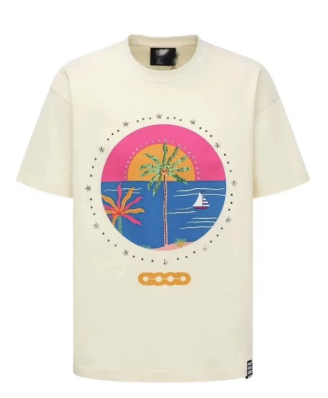 98830春夏新款时尚百搭休闲潮流椰子树短袖T恤