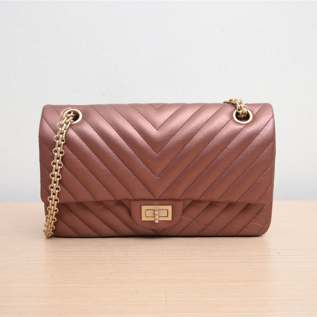 95新 Chanel/香奈儿 【活动】2.55 单肩包 24红棕色26开 P212190466