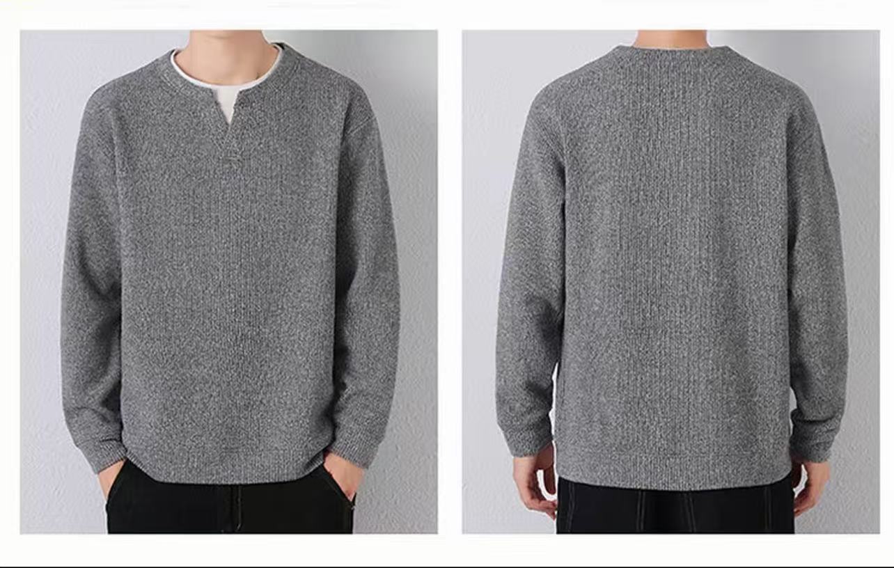 秋冬高级感假两件毛衣加厚男士针织衫设计