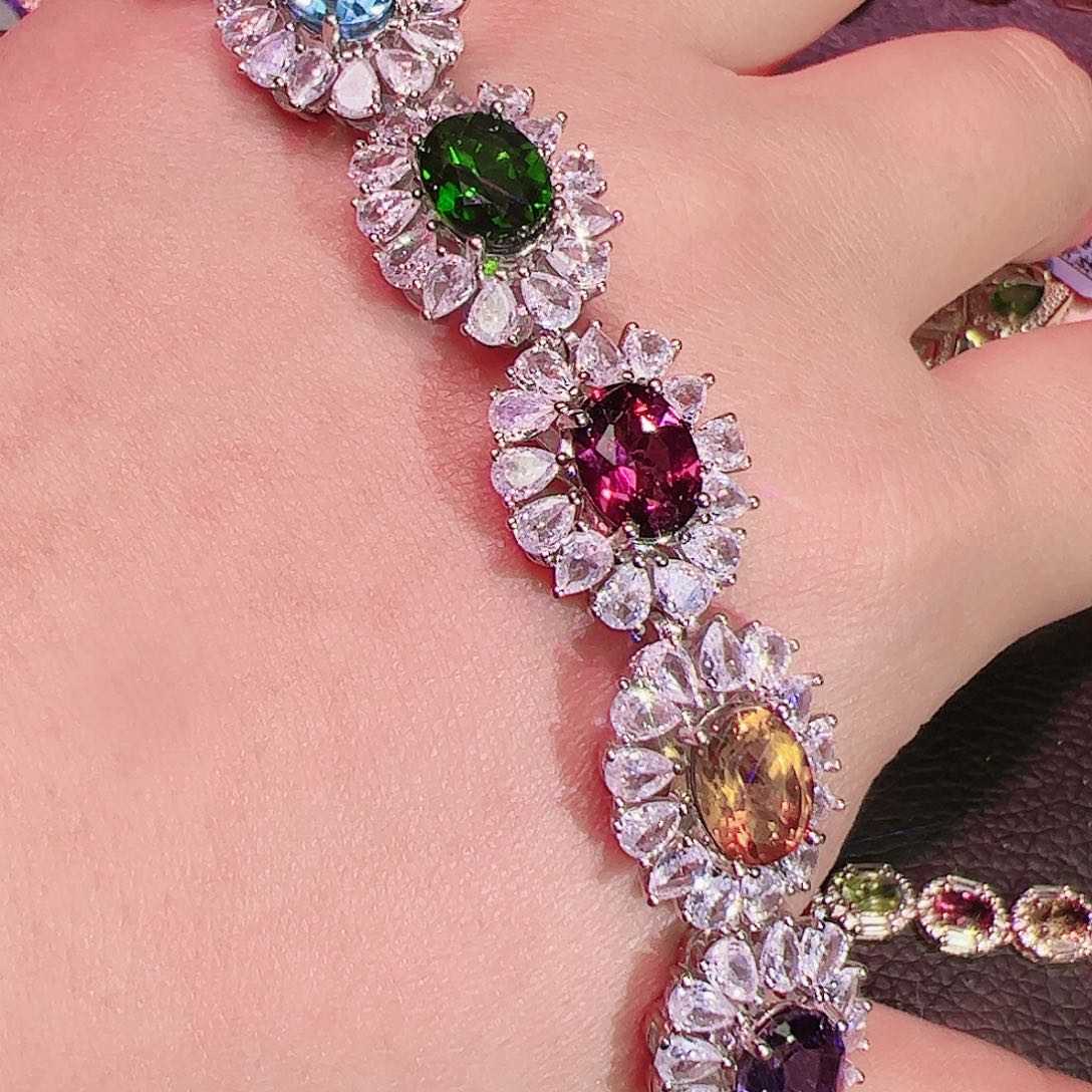 透辉石多宝手链银S925镶嵌