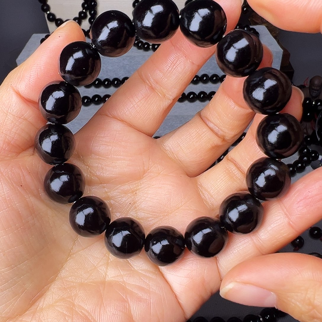 精品手串卡14.1毫米16颗籽黑色手串