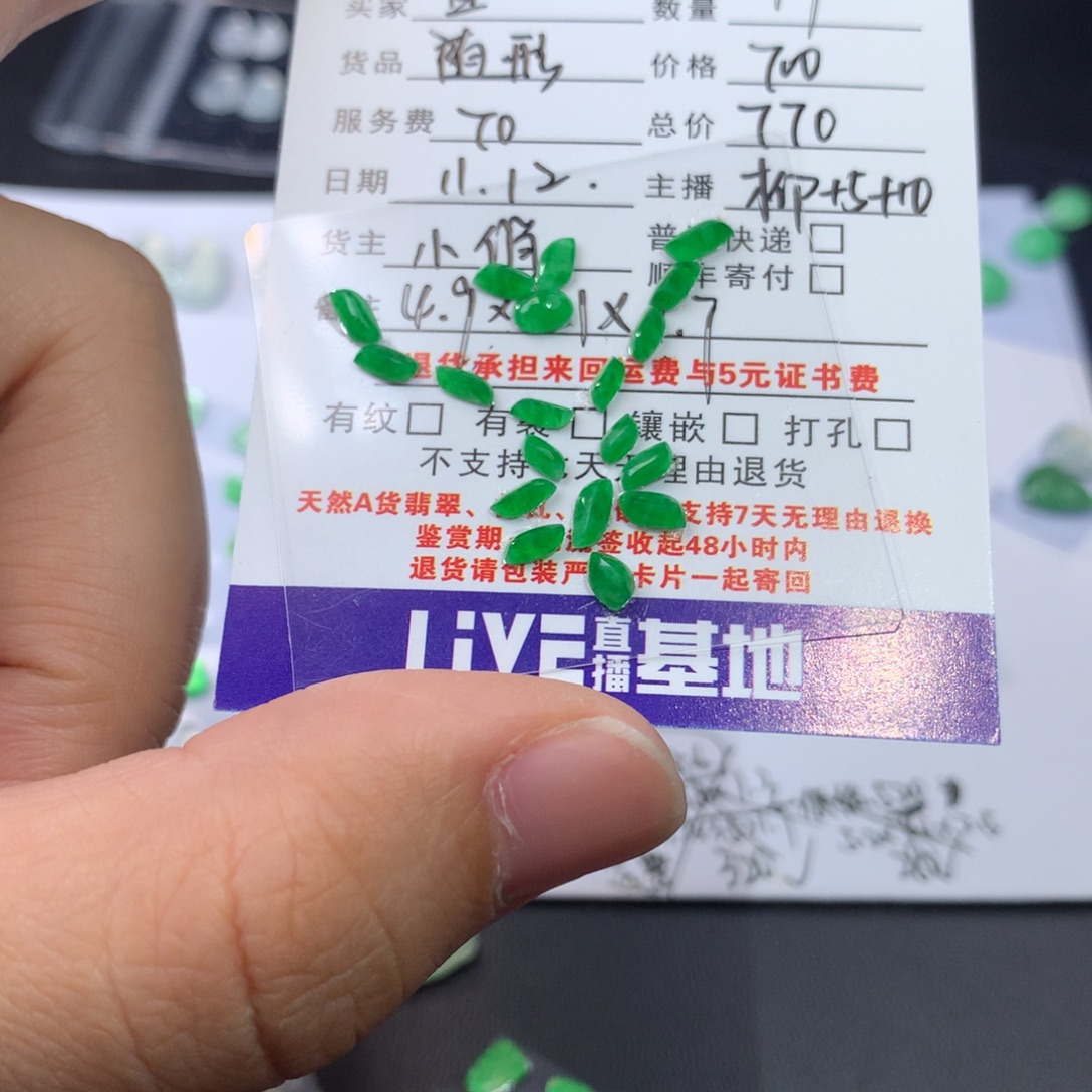 鱼***生翡翠未镶嵌耳饰随行770