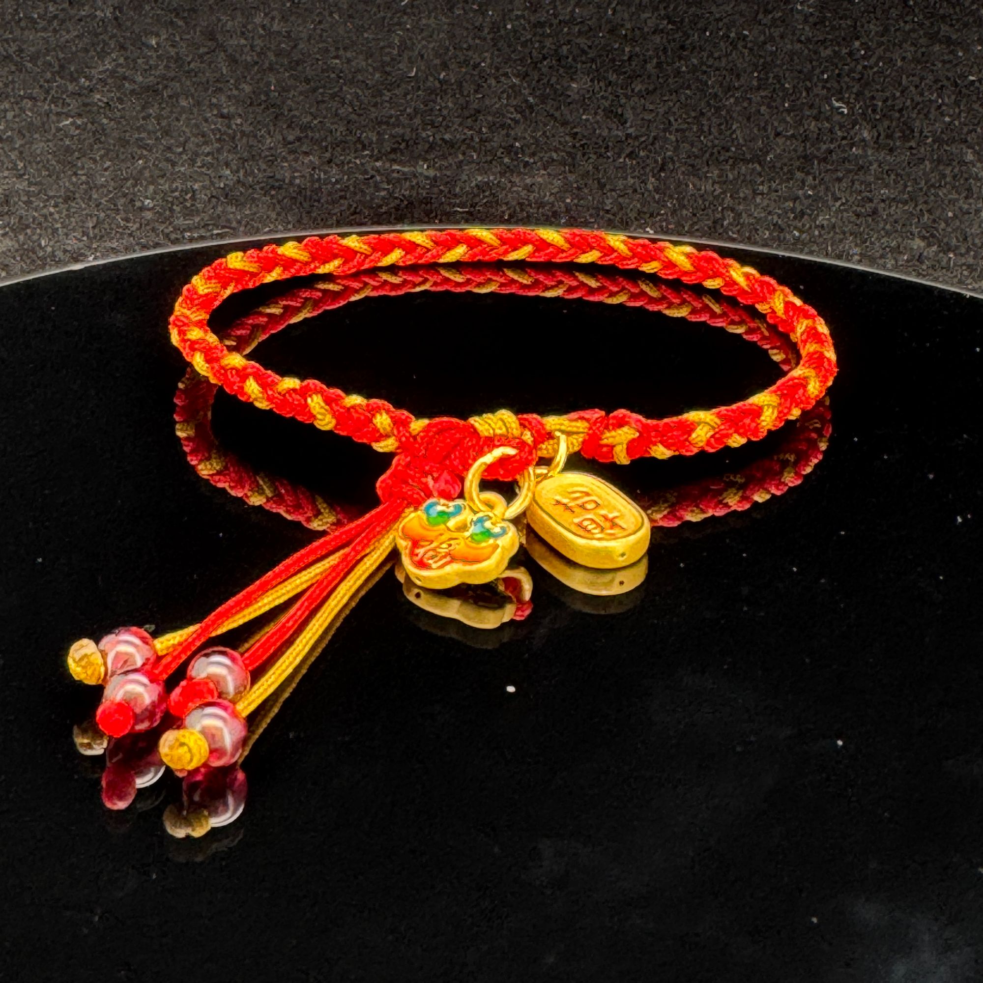 金邮送福 足金福牌编绳