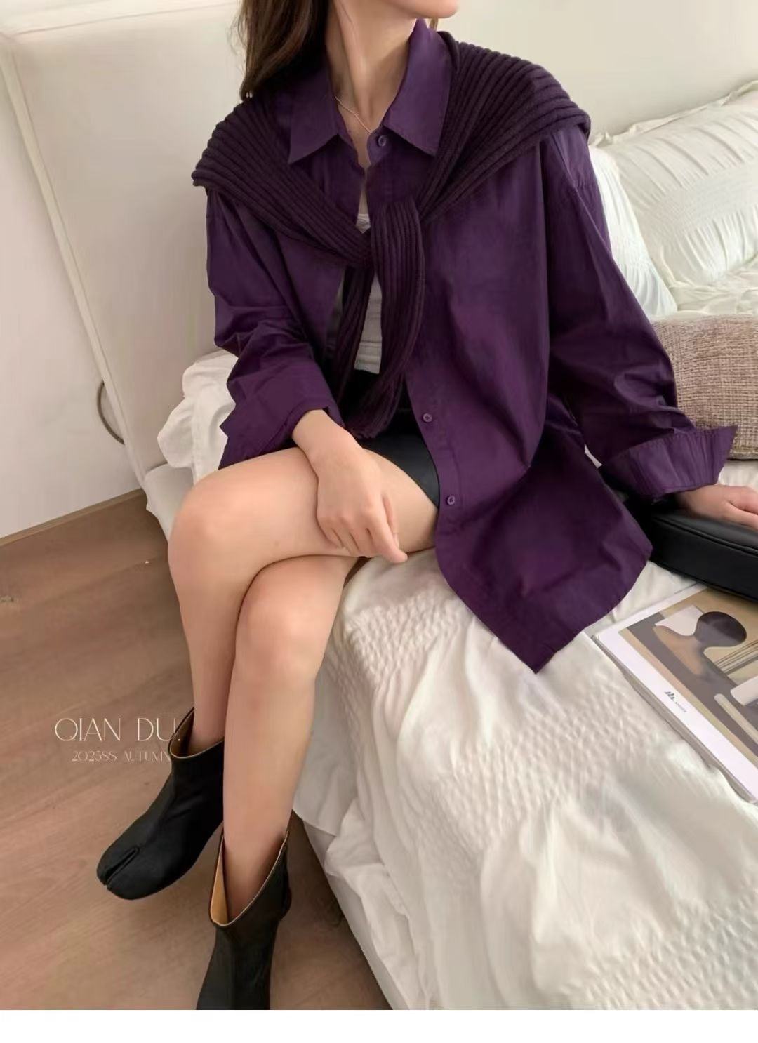 【披肩小众两件套衬衫衬衣】陈思思新款韩版宽松中长款两件套女显瘦