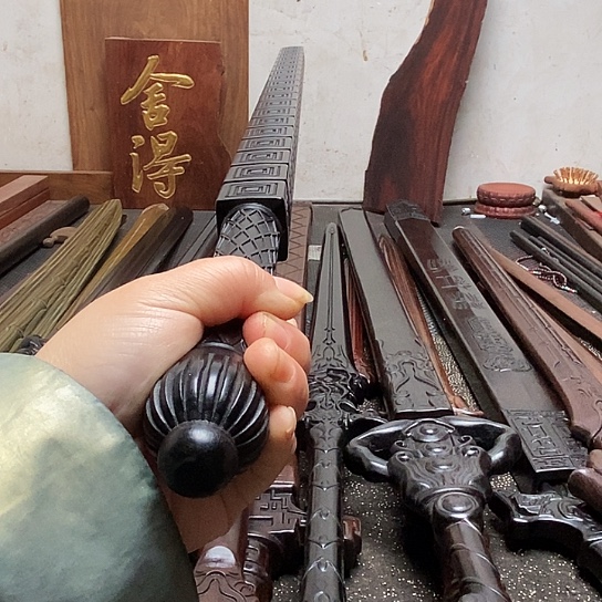 紫光檀木80长打神鞭