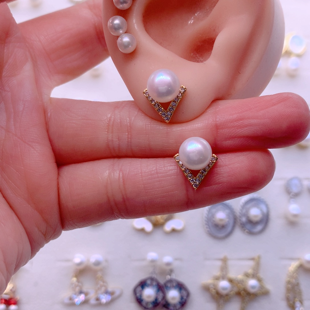 淡水珍珠耳饰合金