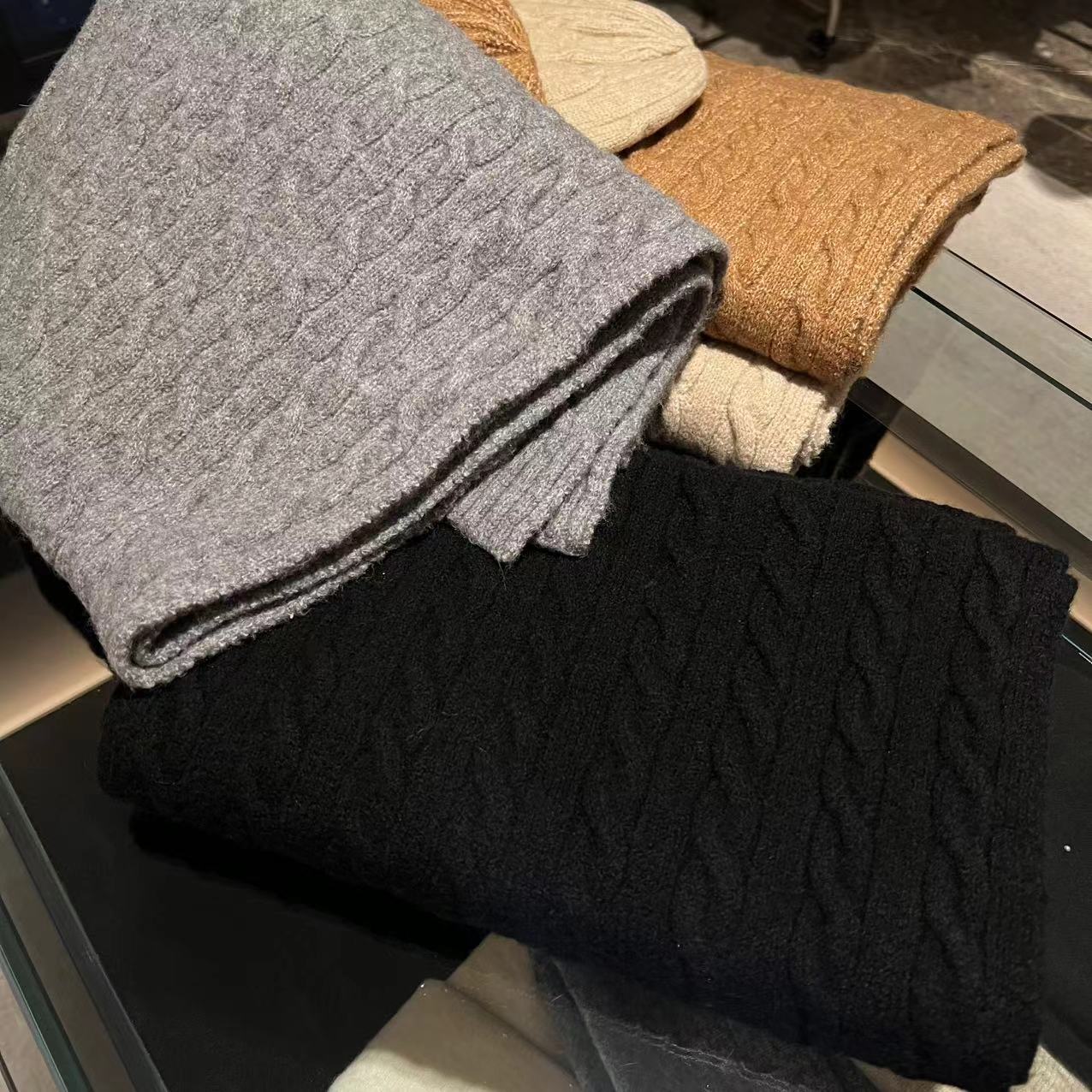 极简经典麻花编织高定围巾