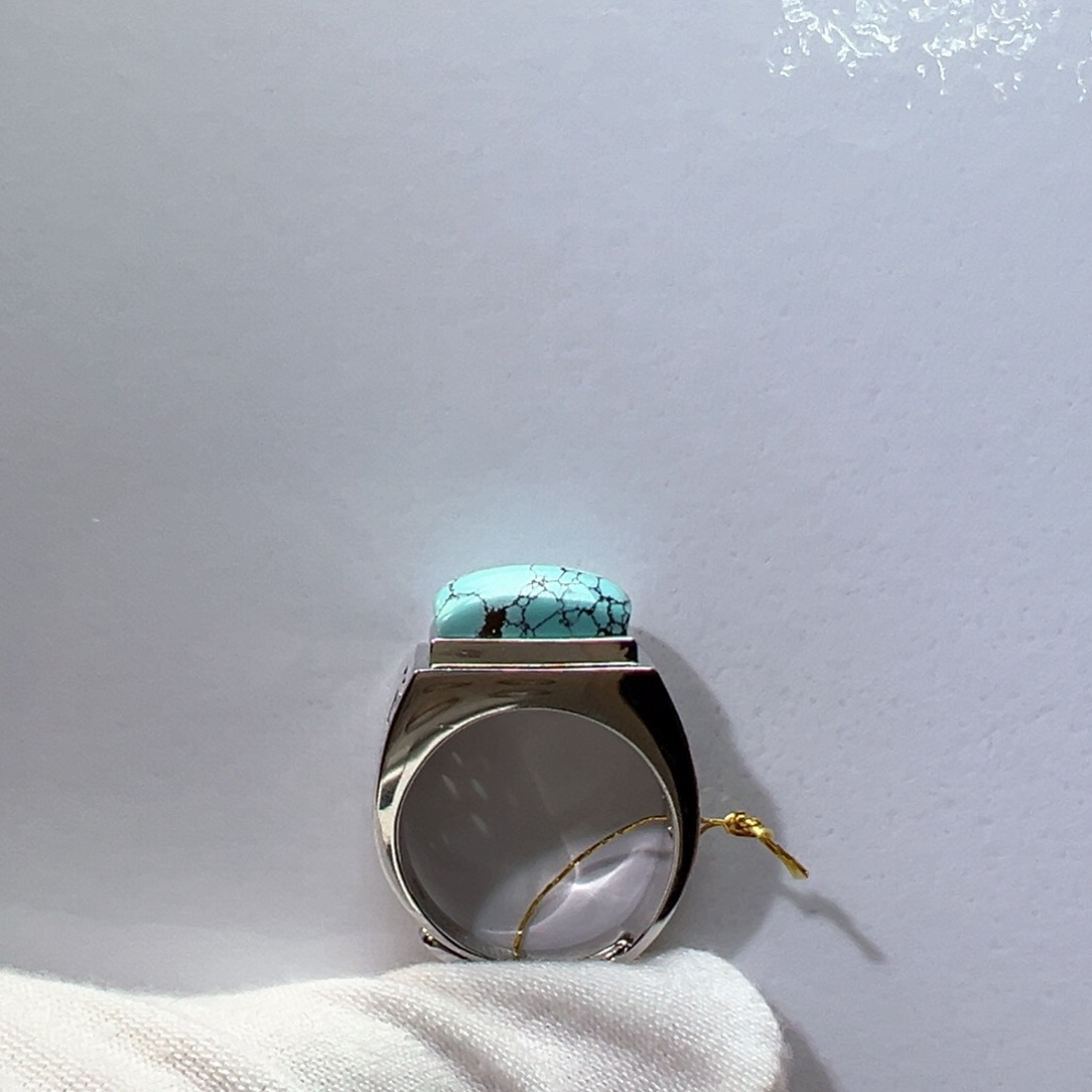 绿松石银S925镶嵌挂件戒指