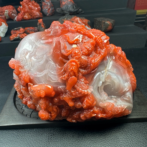 【大圣归来—大闹天宫】保山南红摆件，阿东寨老南红红白料俏色巧雕