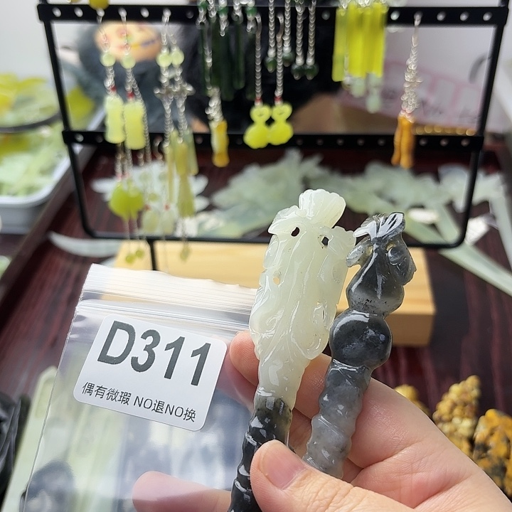 冰***娃蛇纹石玉合金发饰