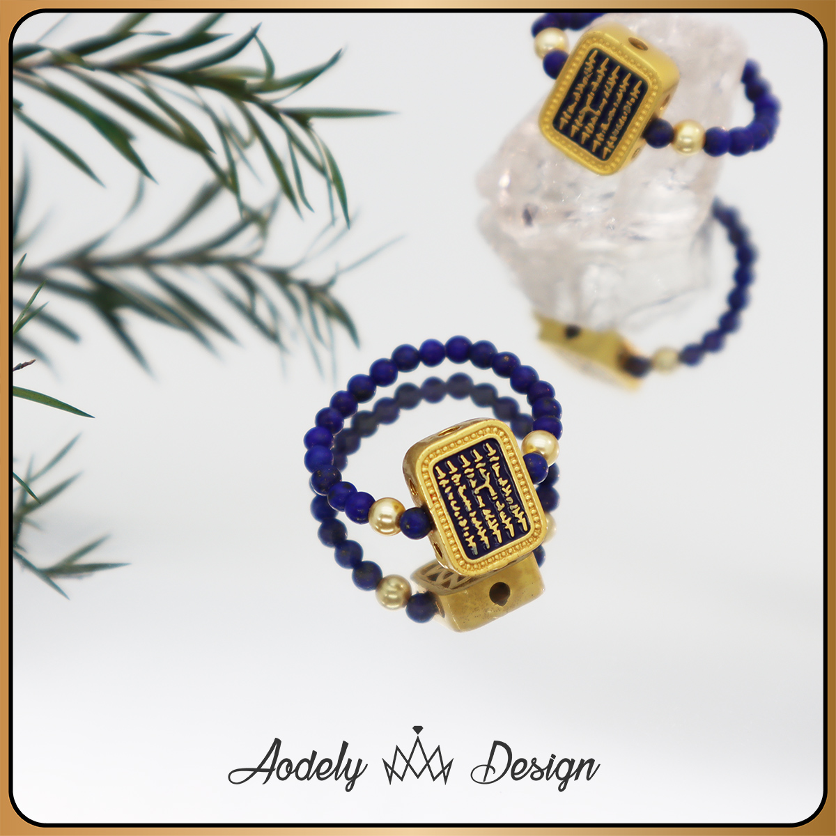 青金石戒指设计师手工弹力戒环J-376