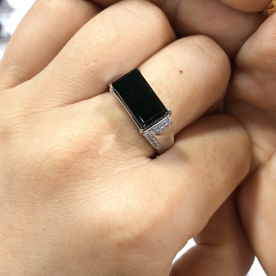 翡翠戒指银S925镶嵌缅甸天然A货翡翠