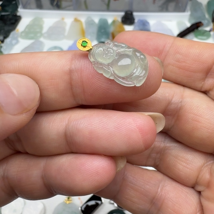 吊坠(不含链)18K金镶嵌翡翠