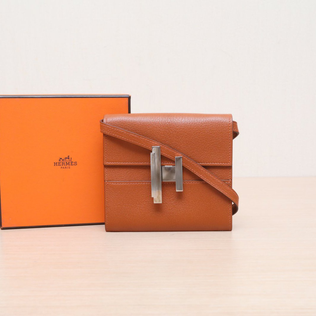 95新 Hermes/爱马仕 小花黑黑Cinhetic 12 焦糖色 D刻 包