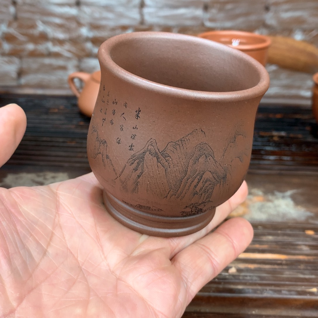 紫砂茶壶原矿老紫泥主人杯