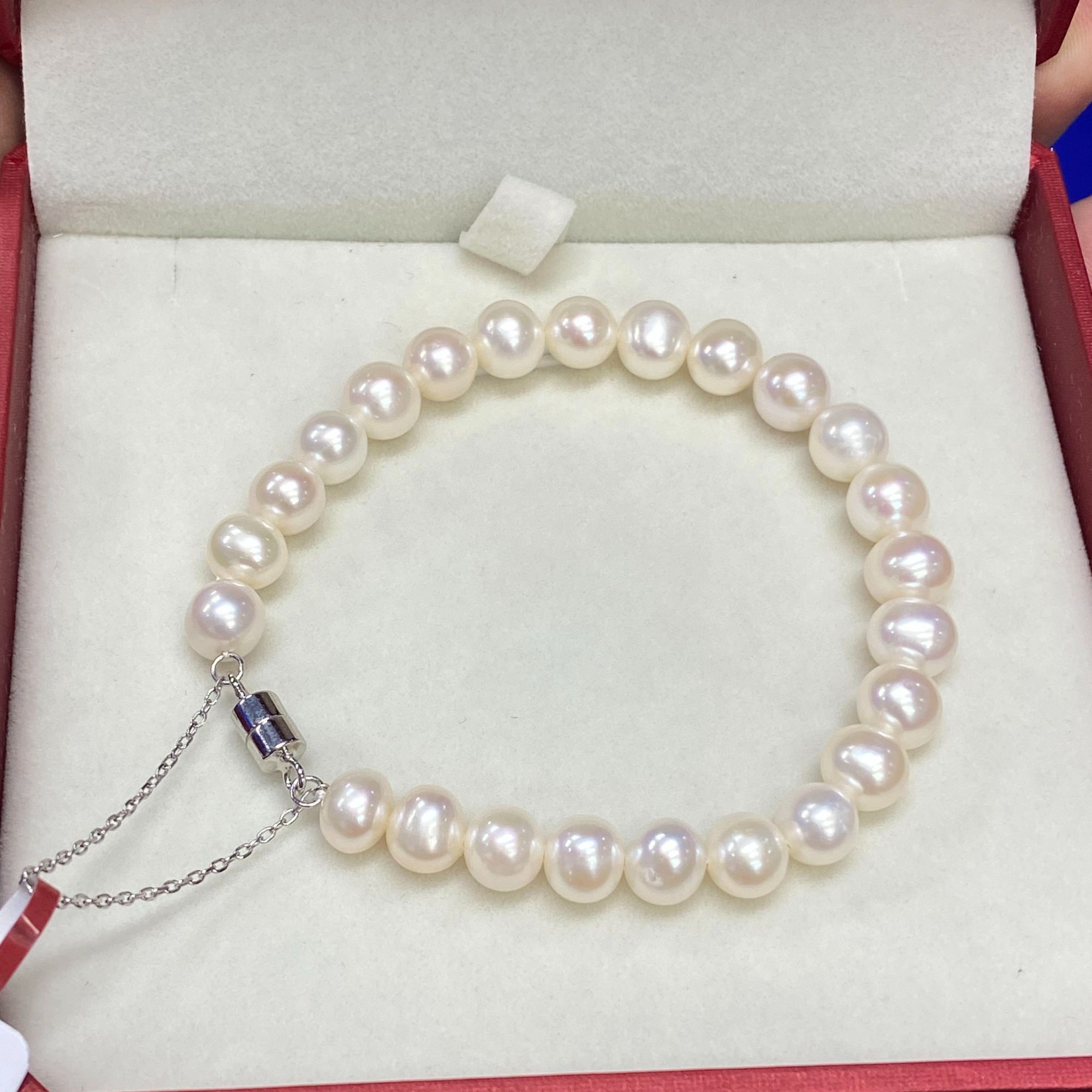 【杨雪雪】S925银淡水珍珠白珠手链6.5-7.5mm左右