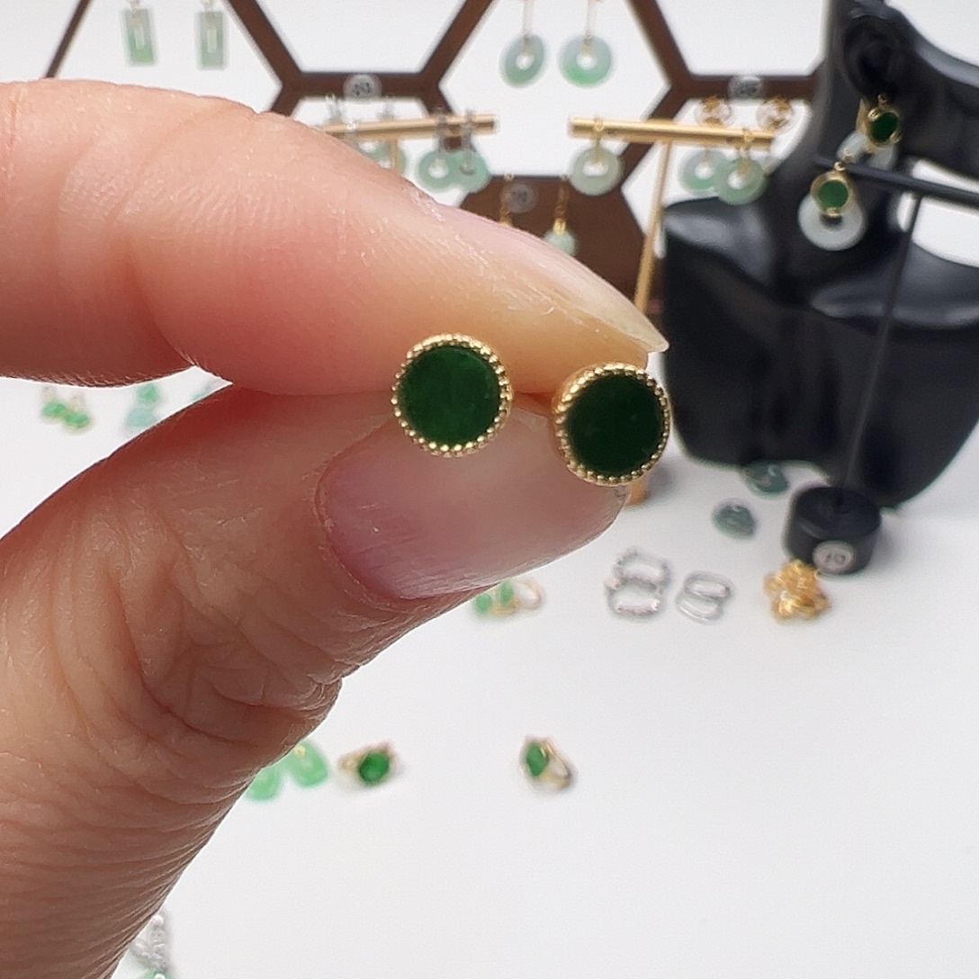银S925镶嵌翡翠耳饰