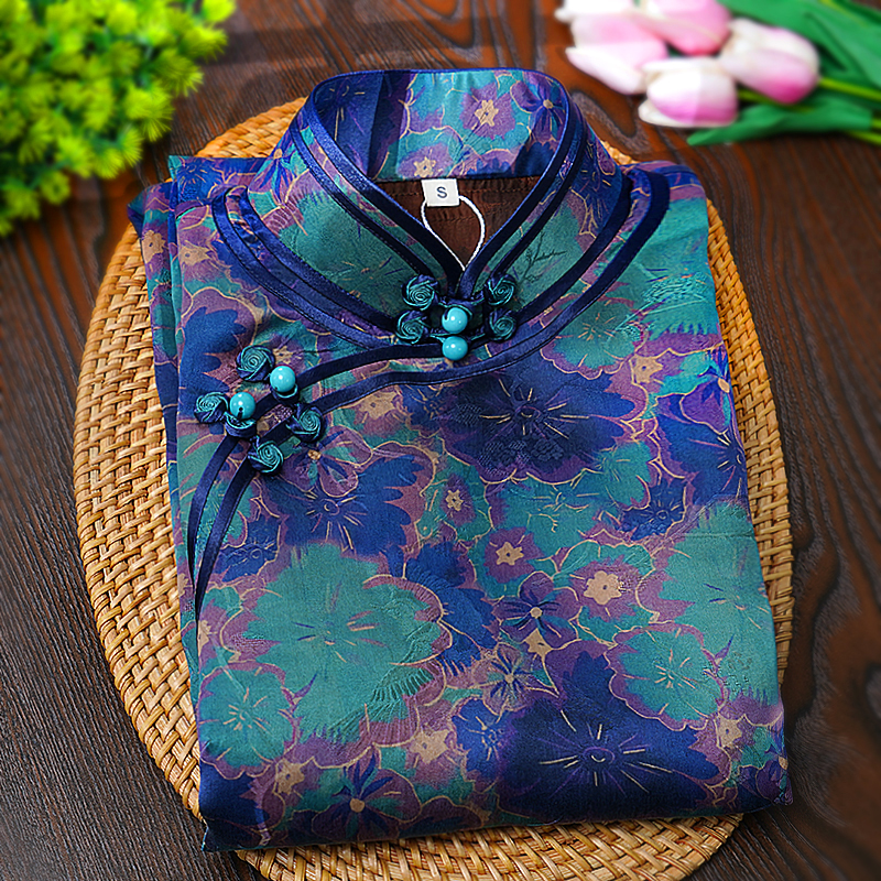 『碧棠锦绣』桑蚕丝红云纱夏季新款设计感手工旗袍