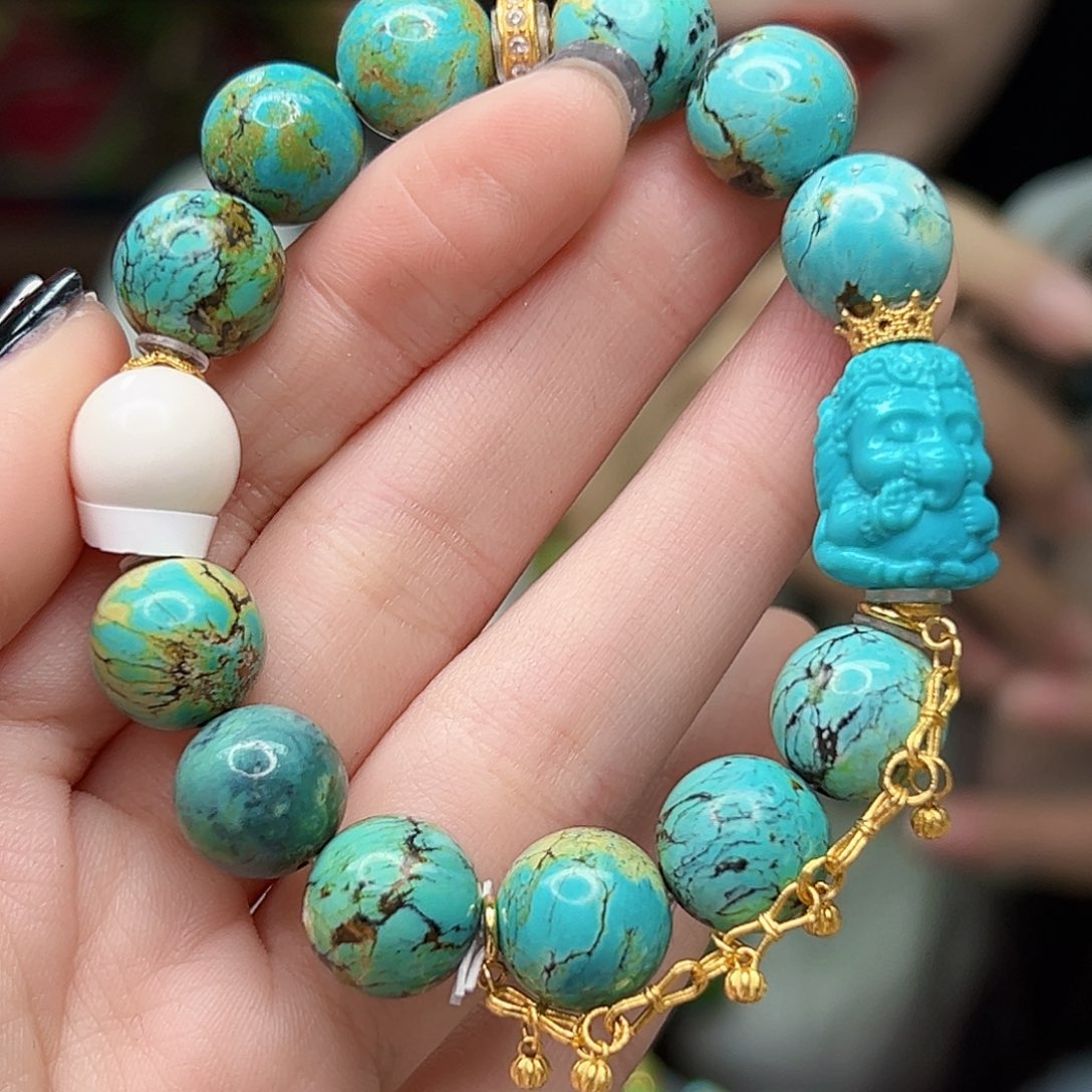 绿松石珠宝奇石18K金镶嵌