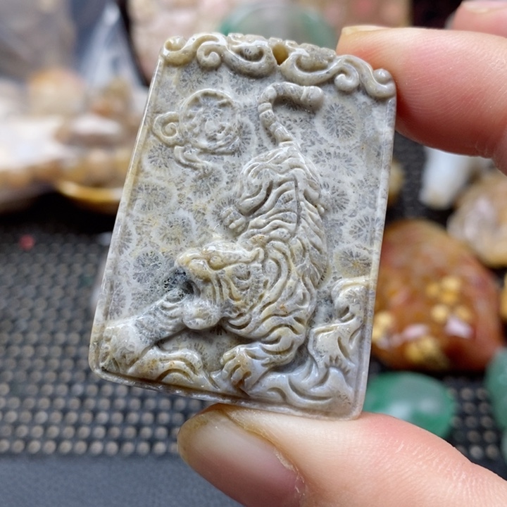 硅化珊瑚（珊瑚玉）颈饰未镶嵌