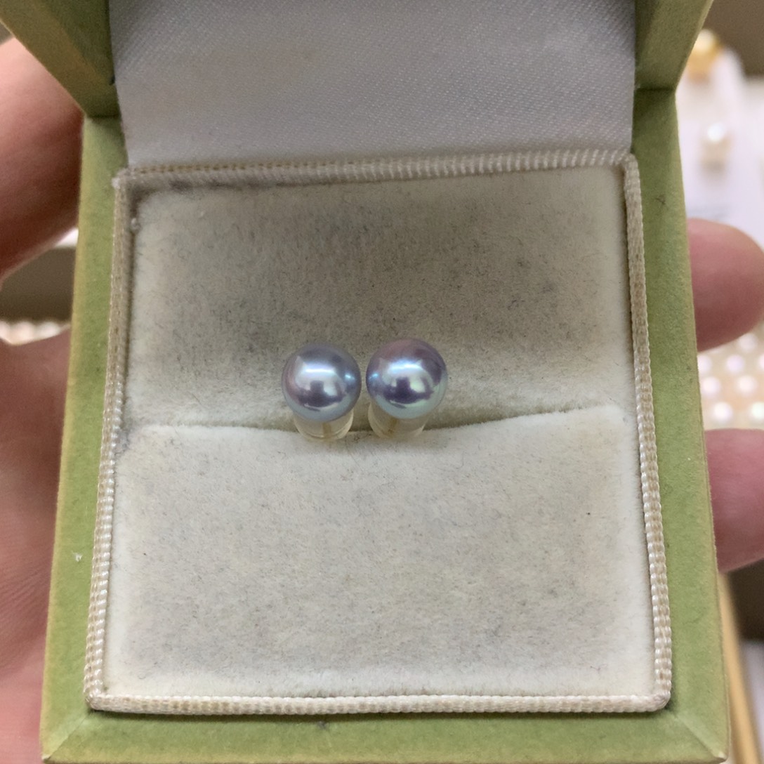 18K金镶嵌耳饰海水珍珠7-7.5真多麻素钉