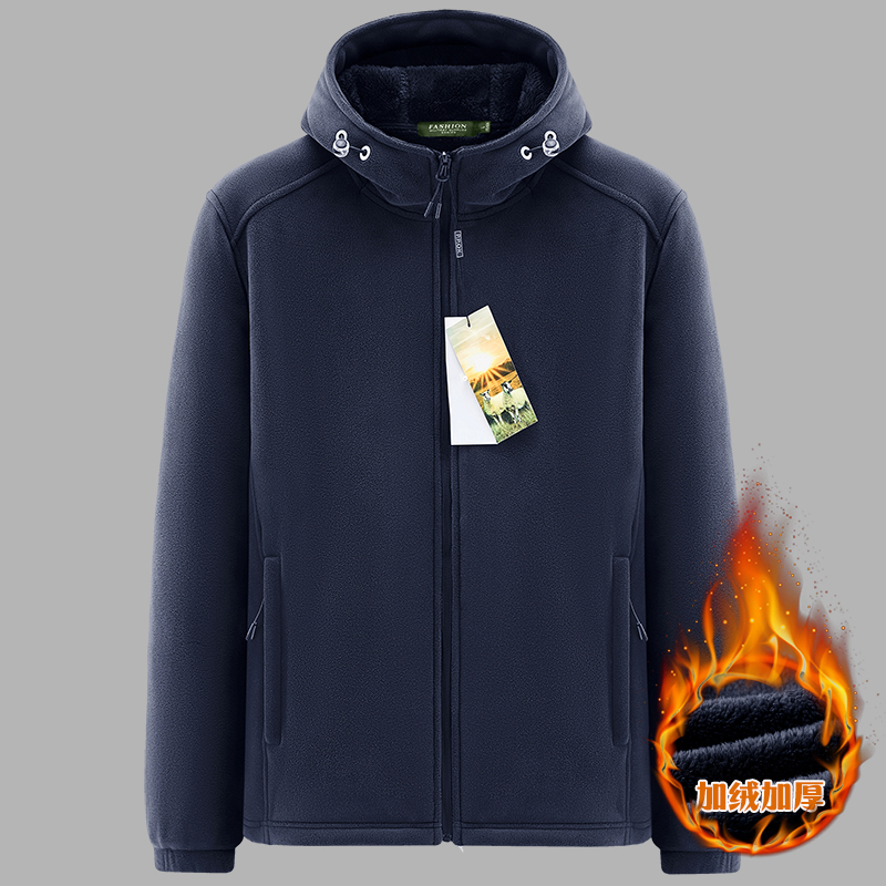 【加绒加厚】冬季加厚奥粒绒连帽外套男户外防风抗寒保暖卫衣抓绒衣