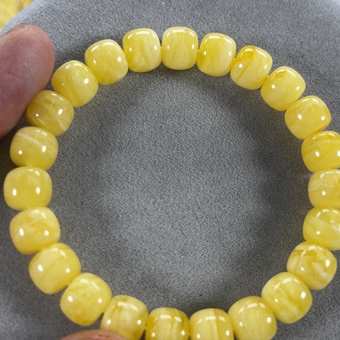 蜜蜡手串未镶嵌纯天然俄料白花虎皮