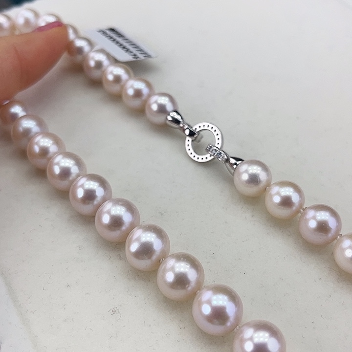 淡水珍珠颈饰银S925镶嵌➕10-11高品极光蔓塔玫瑰