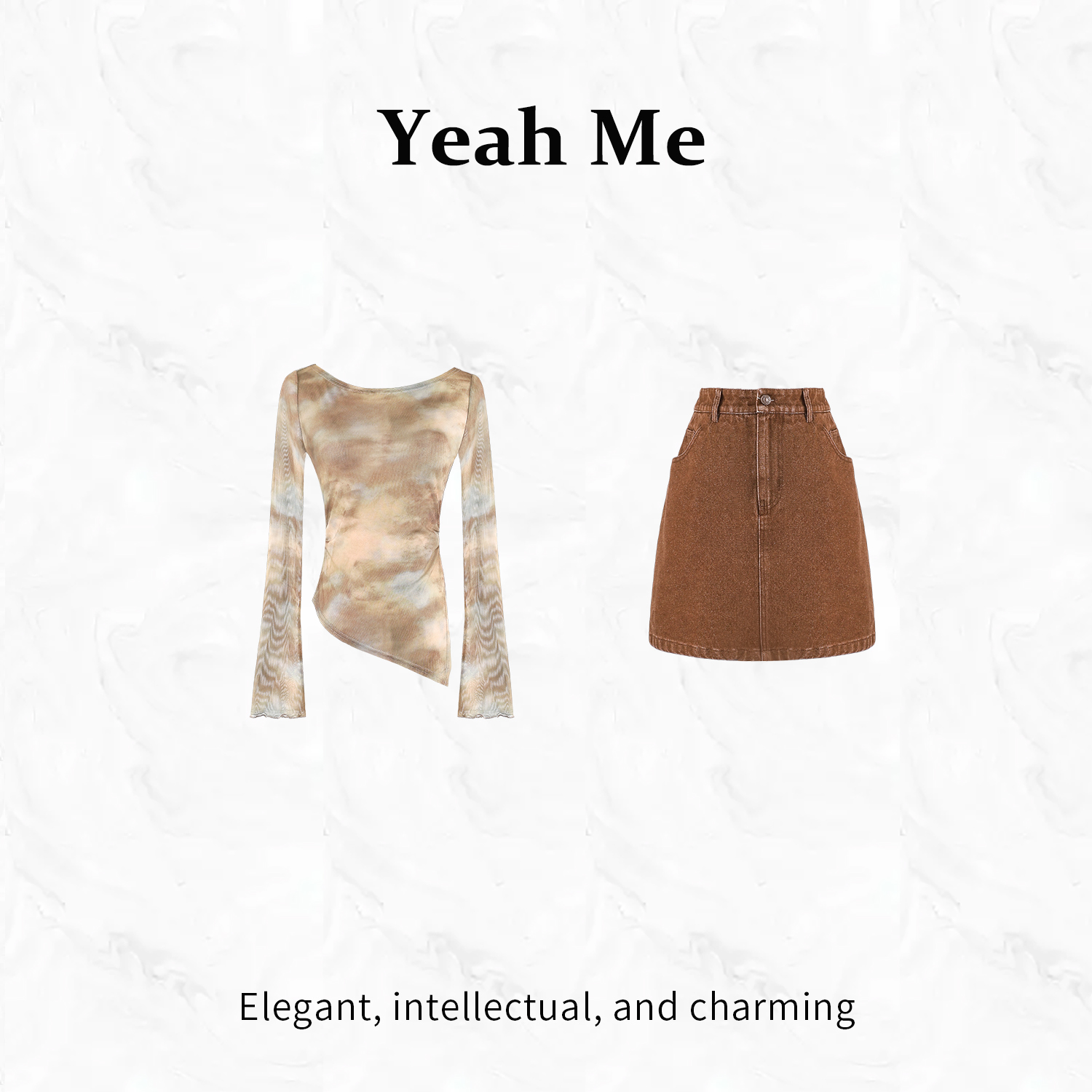 Yeah Me/也觅【不落山丘】秋季新款休闲风气质高级感半身裙通勤套装